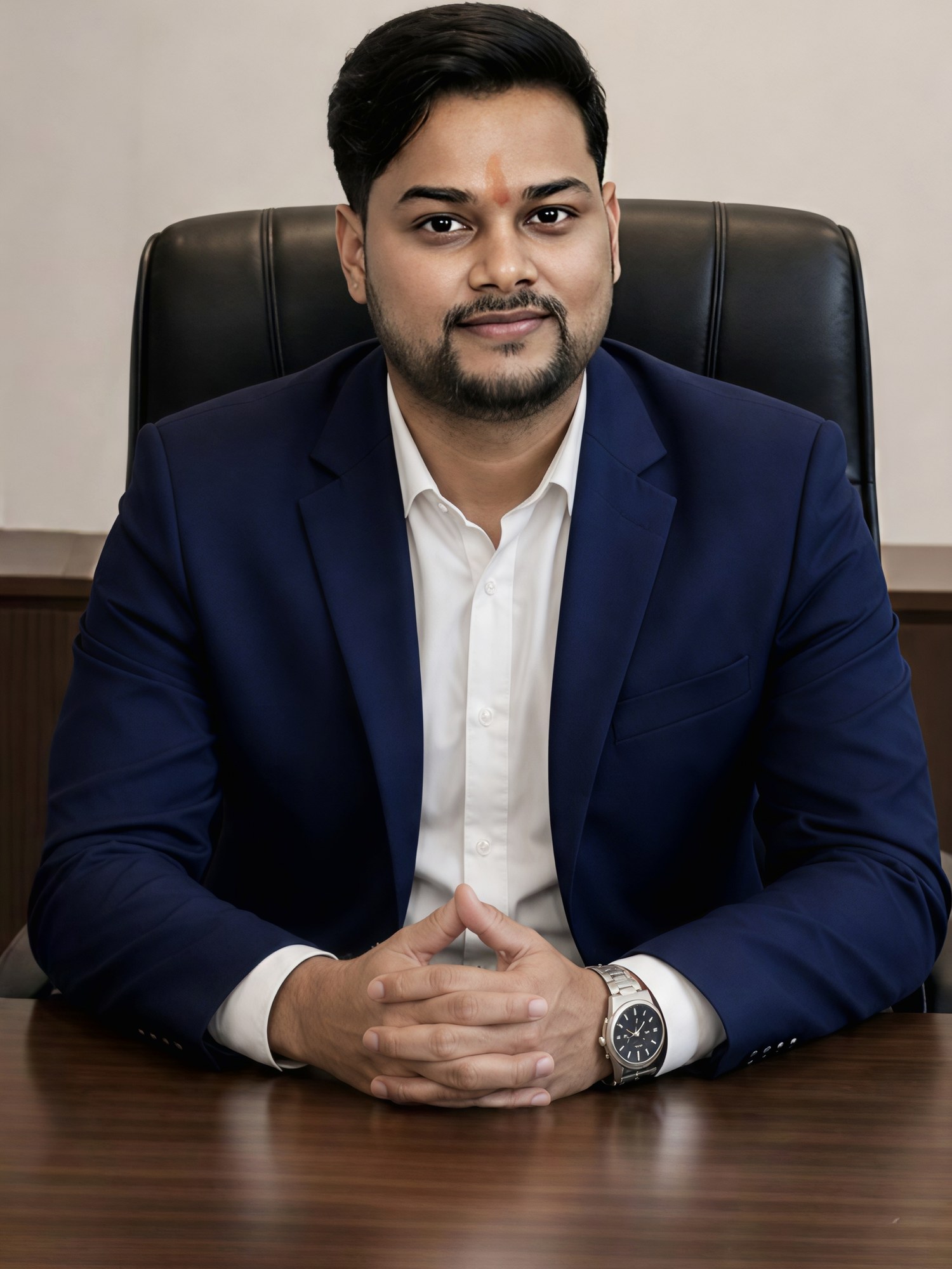 Portrait of Ar. Aman Jaiswal, Head of Design at Aadesh Interiors, presented in monochrome