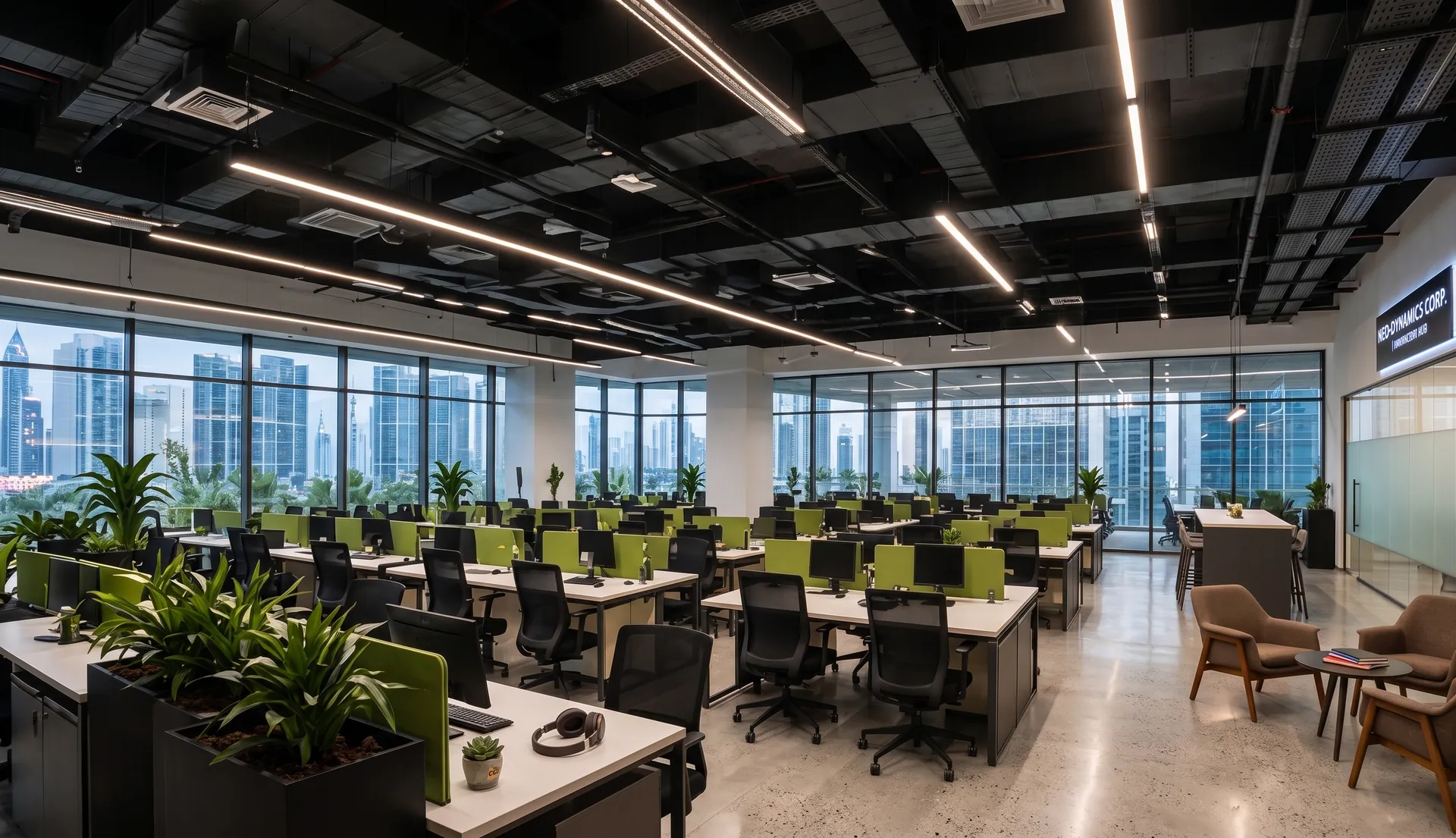 Corporate office floor plate delivered by Aadesh Interiors